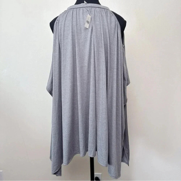 Deletta Anthropologie Womens M/L Tulay  Metallic Shimmer Cold Shoulder Top - Picture 3 of 13